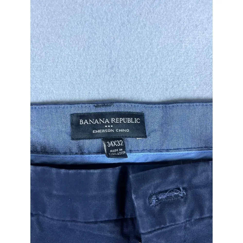 Banana Republic Emerson Chino Pants Mens 34x32 Blue Straight Fit Preppy Business